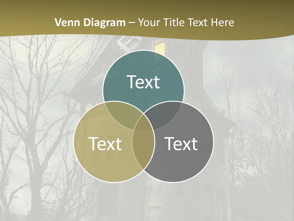 An Old Building With A Yellow Light In The Window PowerPoint Template