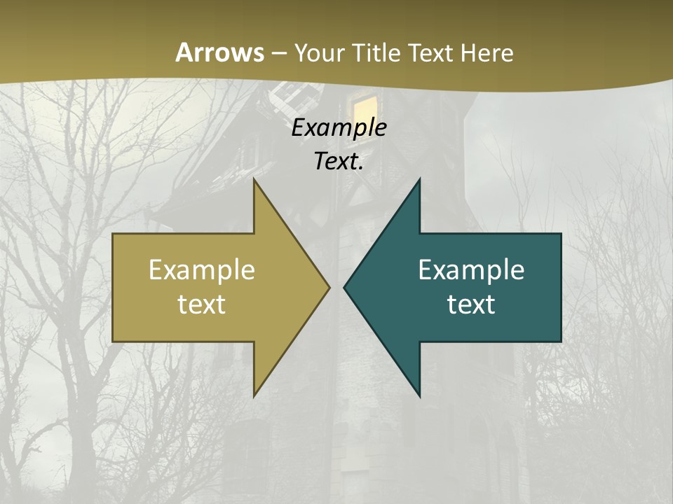 An Old Building With A Yellow Light In The Window PowerPoint Template