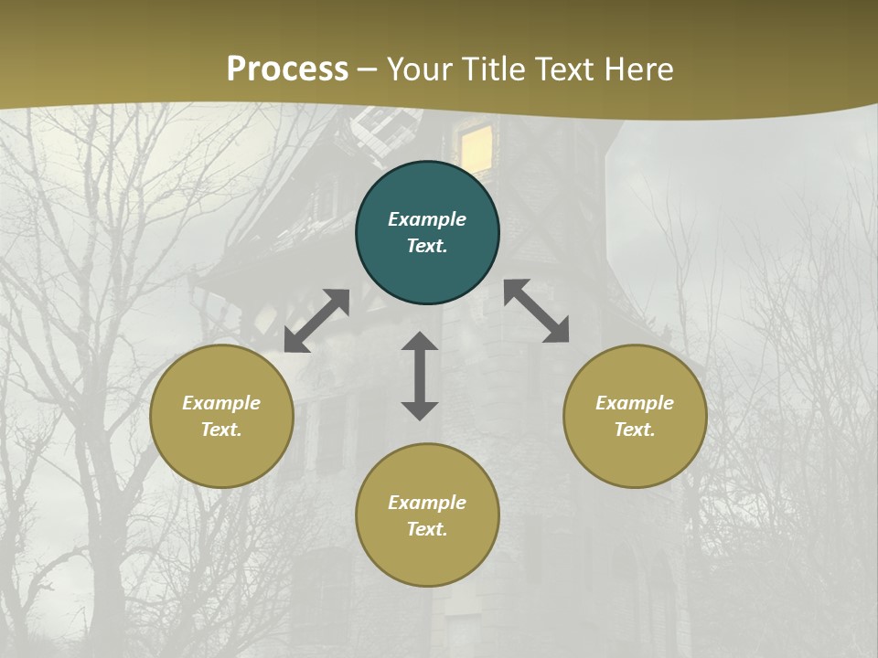 An Old Building With A Yellow Light In The Window PowerPoint Template