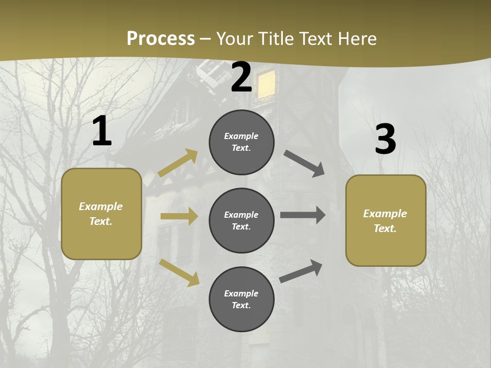 An Old Building With A Yellow Light In The Window PowerPoint Template
