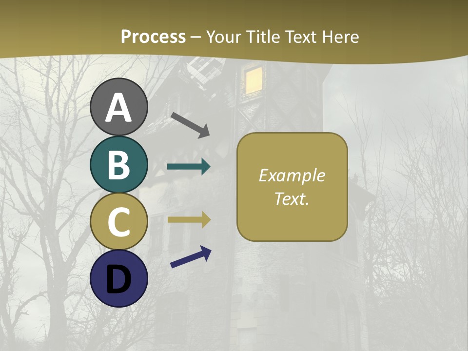 An Old Building With A Yellow Light In The Window PowerPoint Template