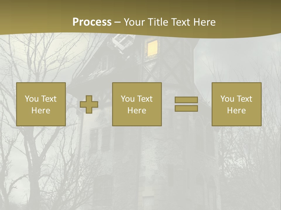 An Old Building With A Yellow Light In The Window PowerPoint Template
