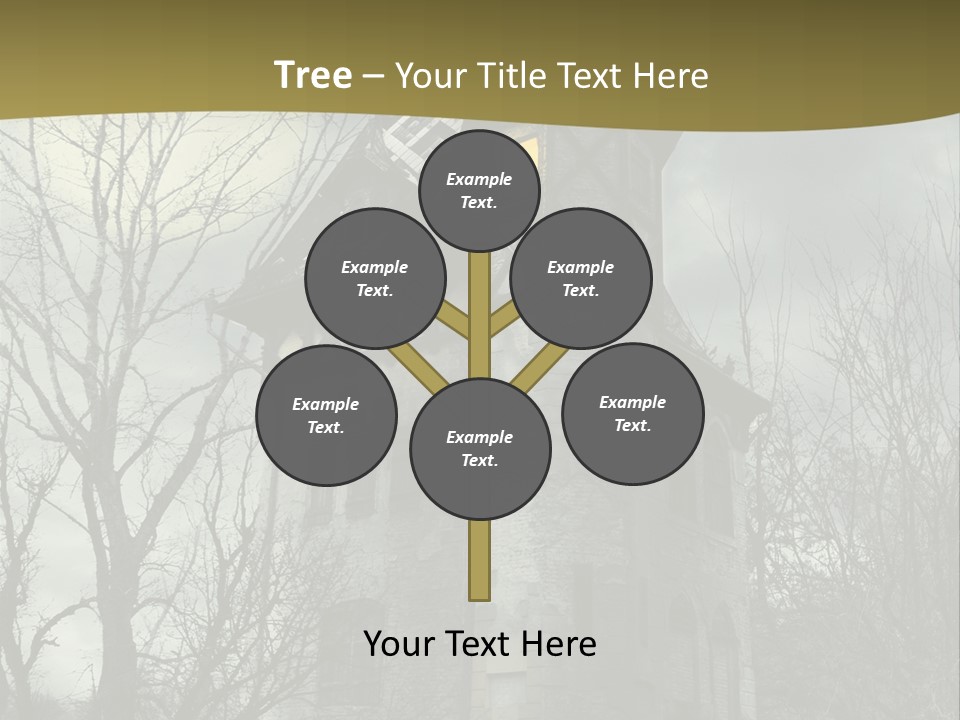 An Old Building With A Yellow Light In The Window PowerPoint Template