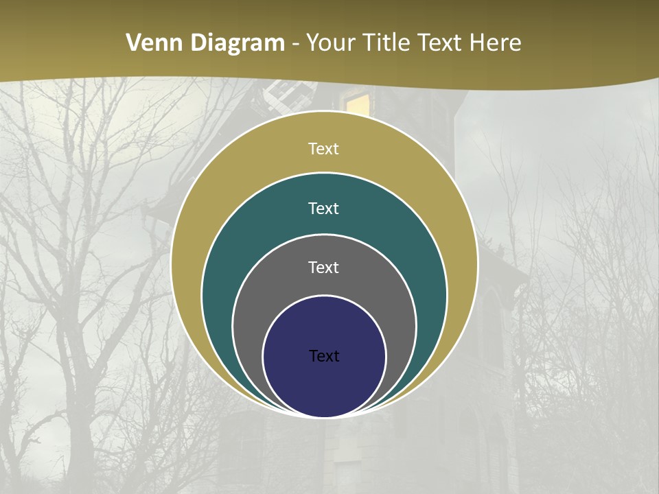 An Old Building With A Yellow Light In The Window PowerPoint Template