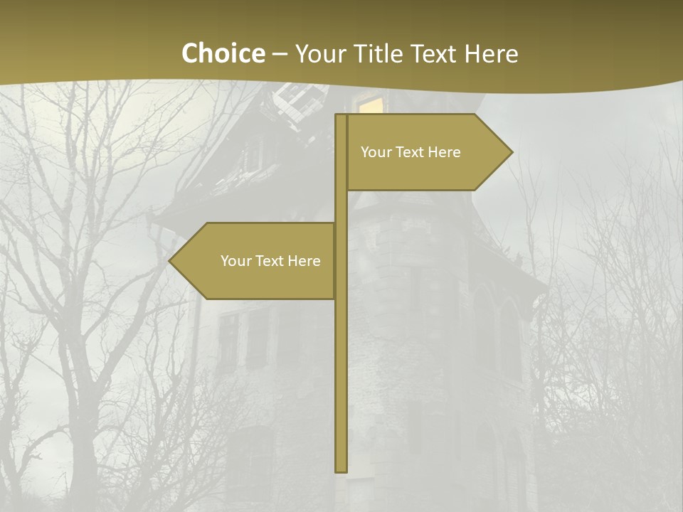 An Old Building With A Yellow Light In The Window PowerPoint Template