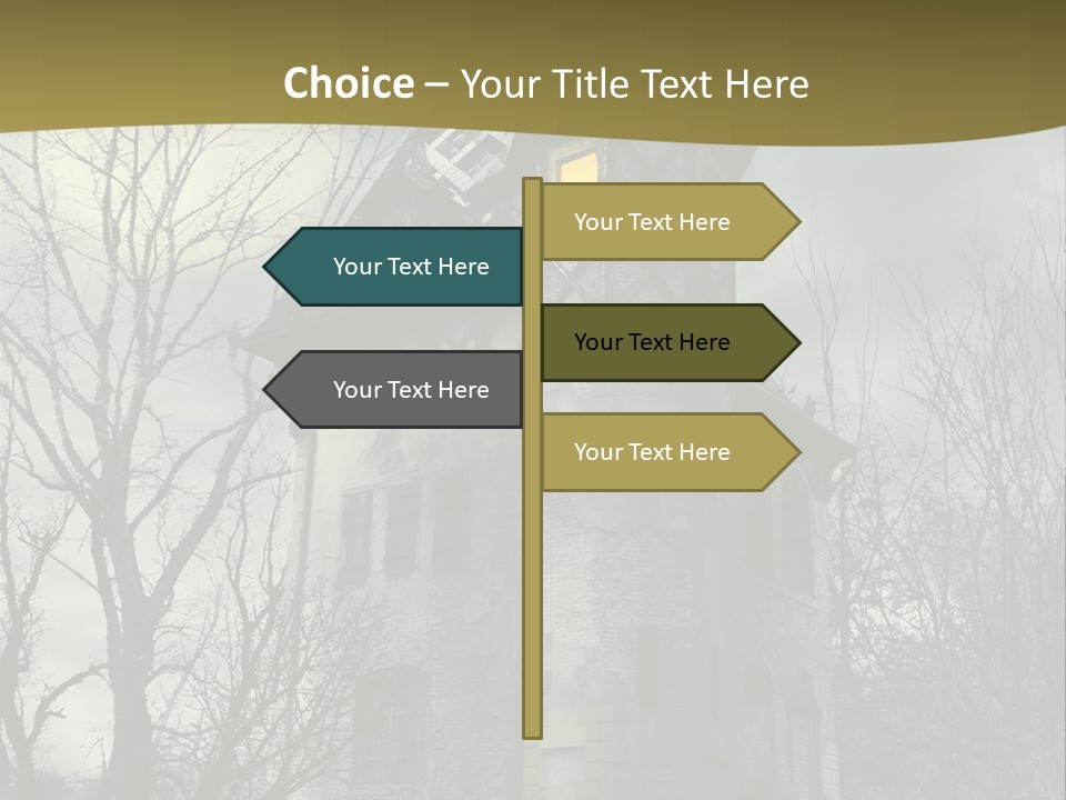 An Old Building With A Yellow Light In The Window PowerPoint Template