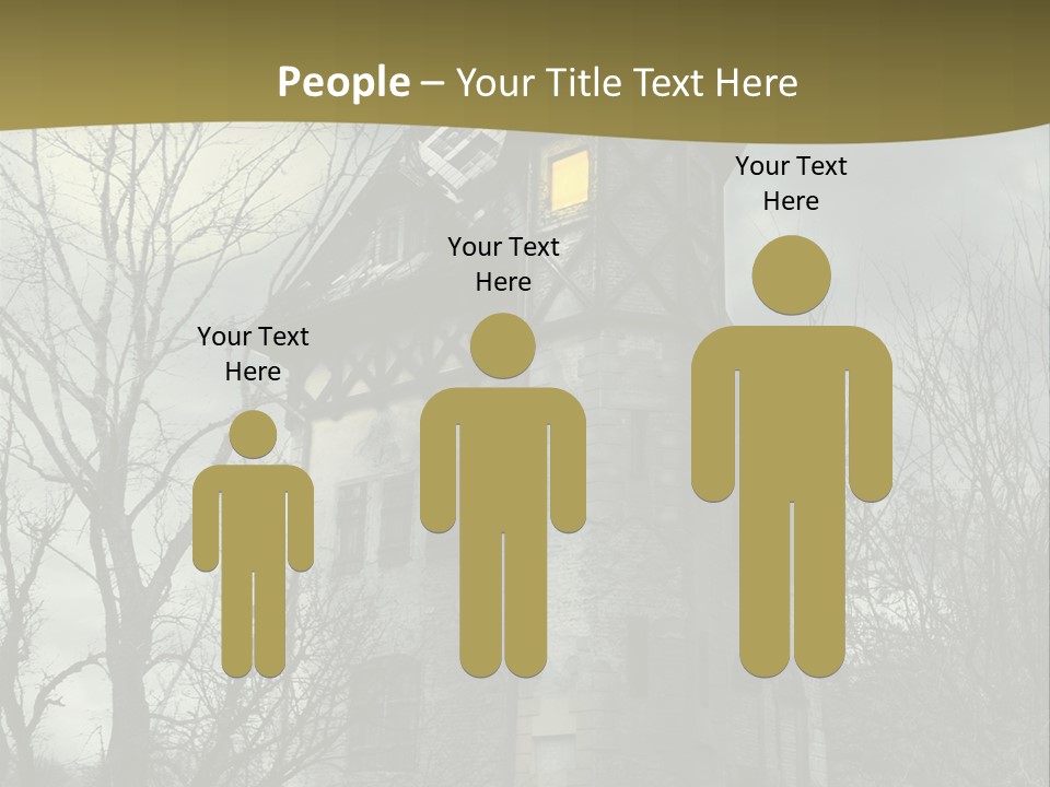 An Old Building With A Yellow Light In The Window PowerPoint Template