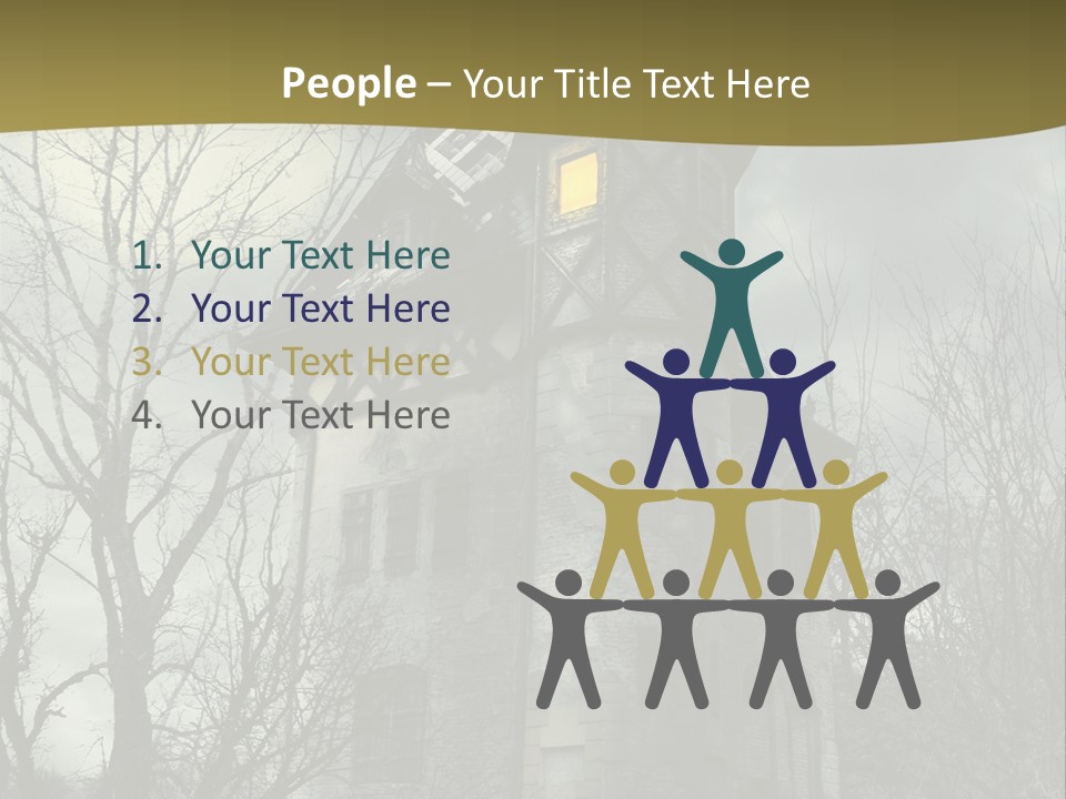 An Old Building With A Yellow Light In The Window PowerPoint Template