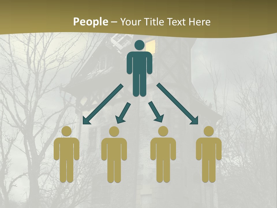 An Old Building With A Yellow Light In The Window PowerPoint Template