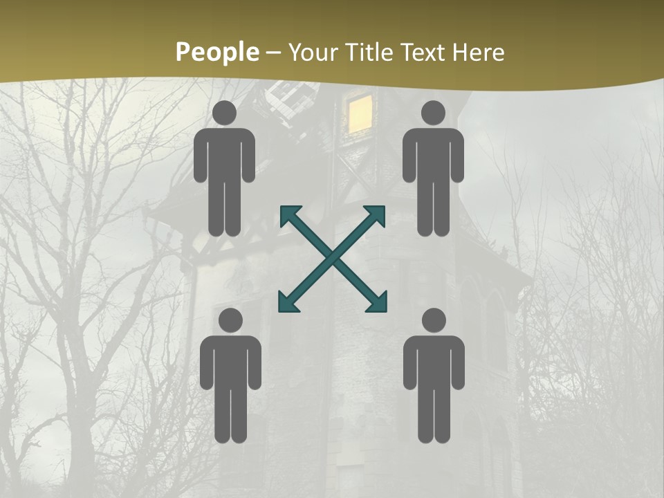 An Old Building With A Yellow Light In The Window PowerPoint Template