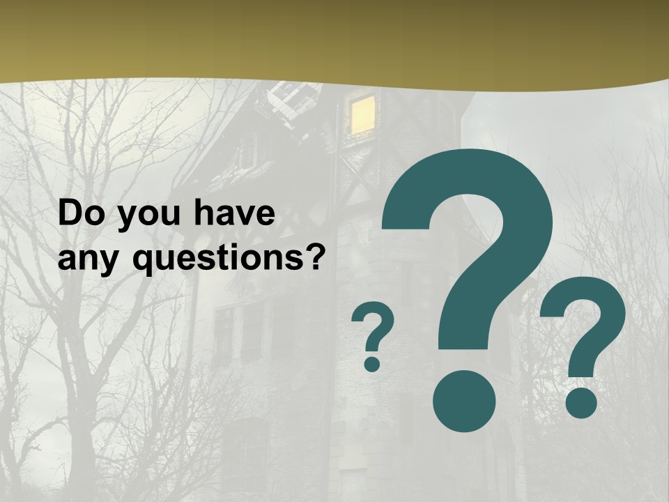 An Old Building With A Yellow Light In The Window PowerPoint Template