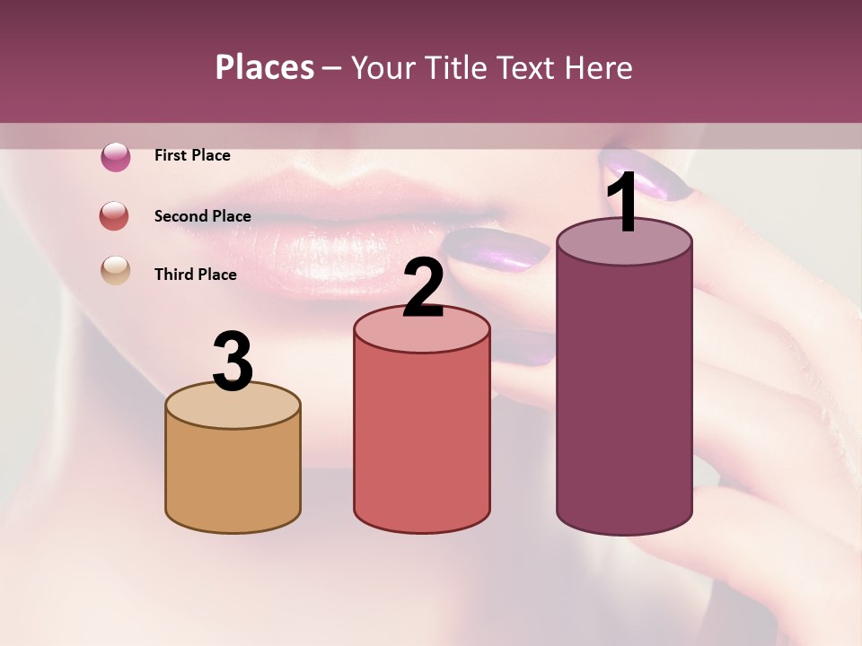 A Woman With Purple Nail Polish Holding Her Hand To Her Face PowerPoint Template