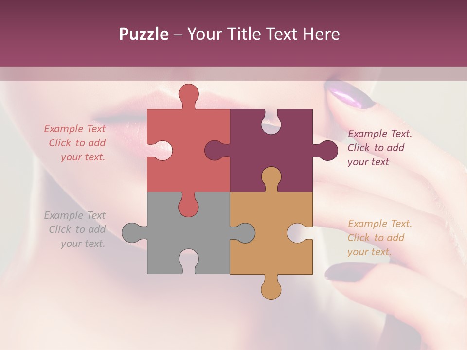 A Woman With Purple Nail Polish Holding Her Hand To Her Face PowerPoint Template