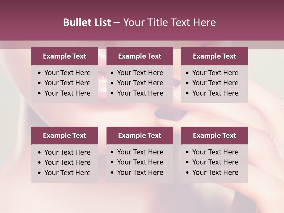 A Woman With Purple Nail Polish Holding Her Hand To Her Face PowerPoint Template