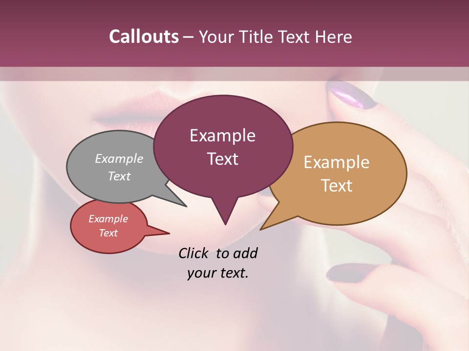 A Woman With Purple Nail Polish Holding Her Hand To Her Face PowerPoint Template