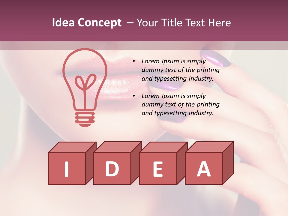 A Woman With Purple Nail Polish Holding Her Hand To Her Face PowerPoint Template