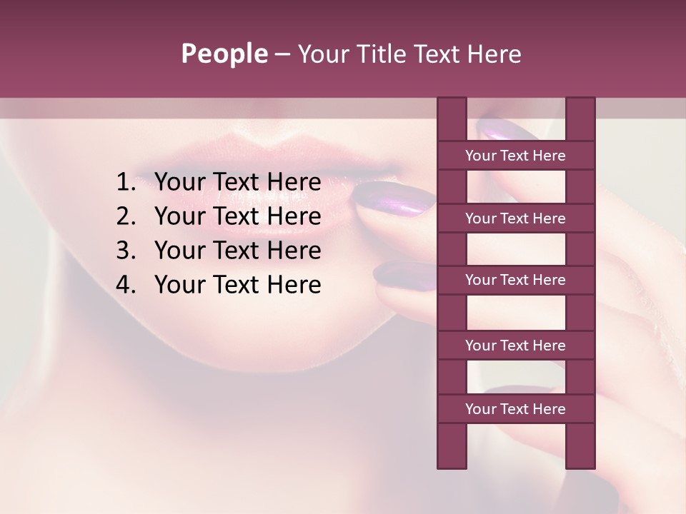 A Woman With Purple Nail Polish Holding Her Hand To Her Face PowerPoint Template