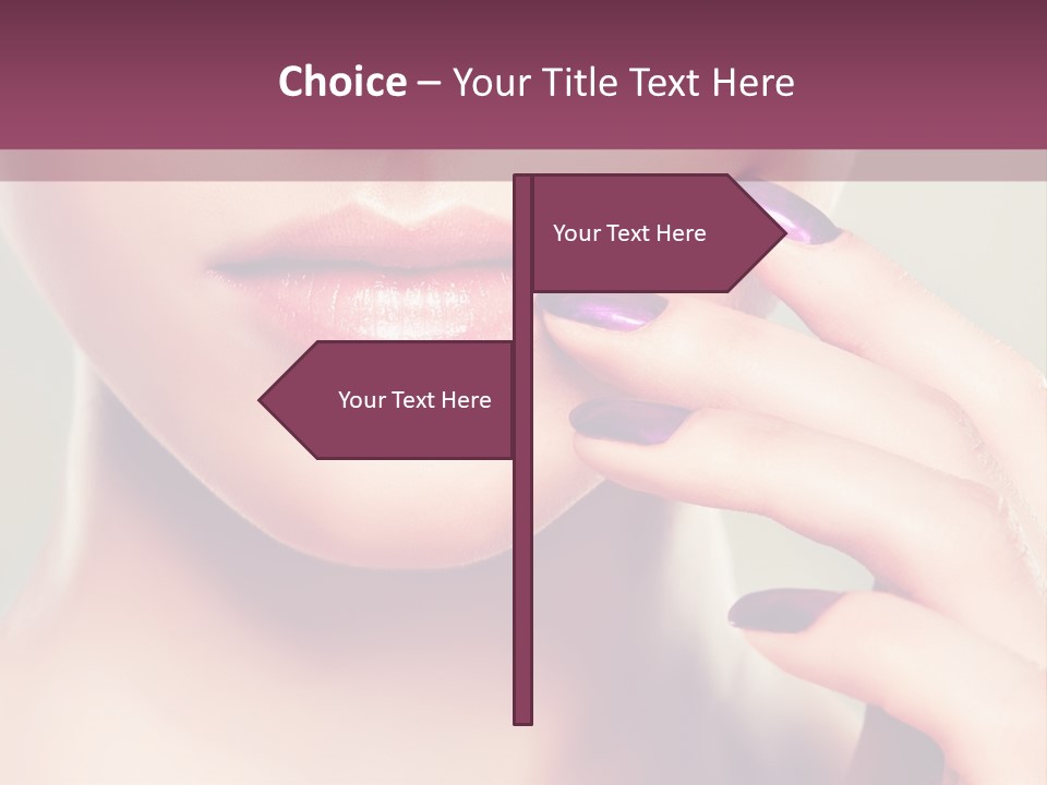 A Woman With Purple Nail Polish Holding Her Hand To Her Face PowerPoint Template