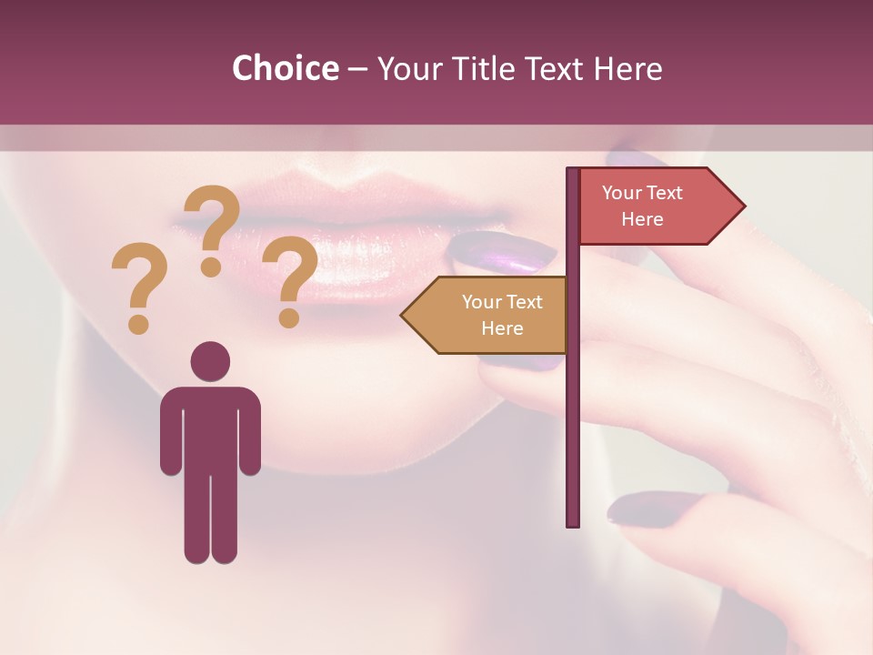 A Woman With Purple Nail Polish Holding Her Hand To Her Face PowerPoint Template