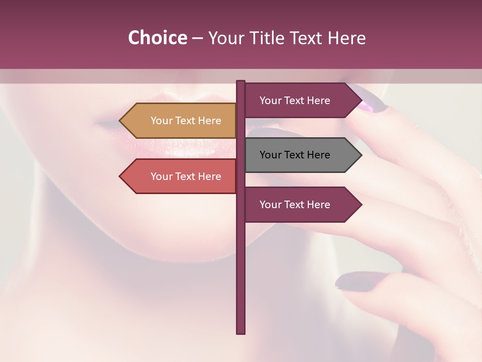 A Woman With Purple Nail Polish Holding Her Hand To Her Face PowerPoint Template