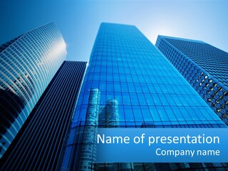 A Group Of Skyscrapers With A Blue Sky In The Background PowerPoint Template