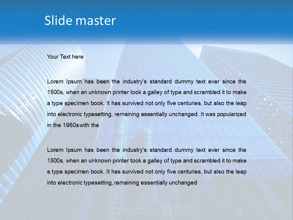 A Group Of Skyscrapers With A Blue Sky In The Background PowerPoint Template