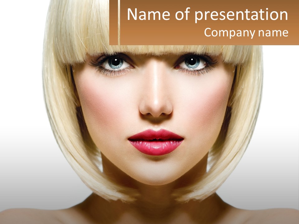 A Woman With Blond Hair And Blue Eyes PowerPoint Template