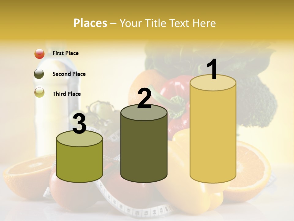 A Variety Of Fruits And Vegetables With A Bottle Of Water PowerPoint Template