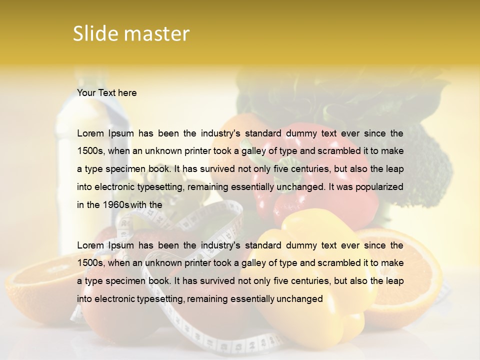 A Variety Of Fruits And Vegetables With A Bottle Of Water PowerPoint Template