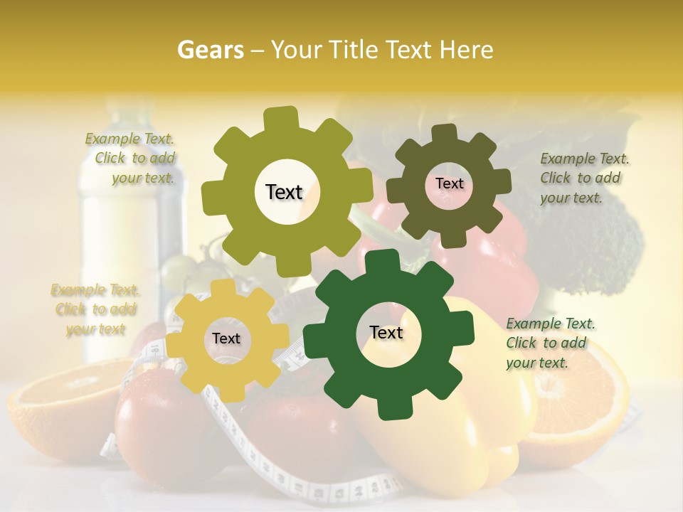 A Variety Of Fruits And Vegetables With A Bottle Of Water PowerPoint Template