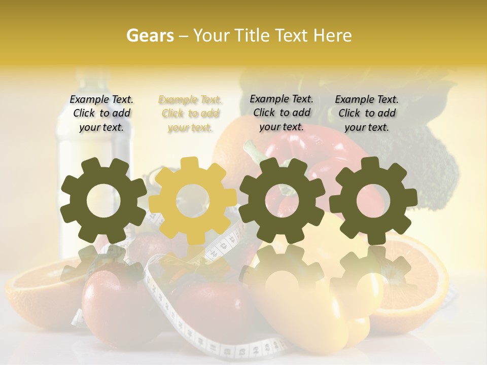 A Variety Of Fruits And Vegetables With A Bottle Of Water PowerPoint Template