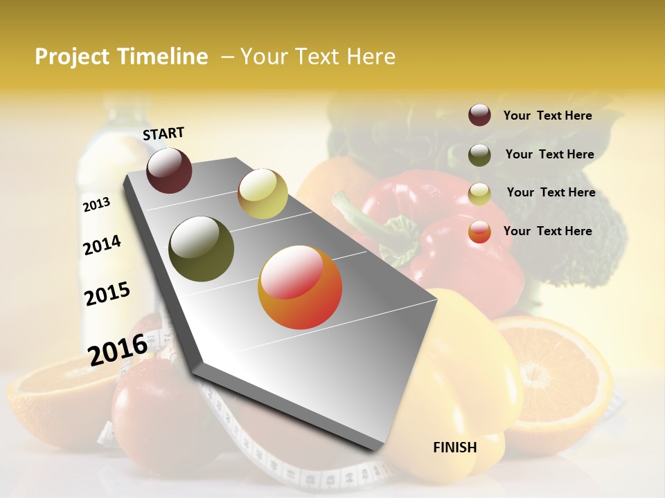 A Variety Of Fruits And Vegetables With A Bottle Of Water PowerPoint Template