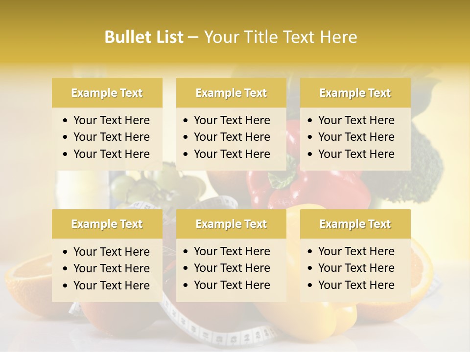 A Variety Of Fruits And Vegetables With A Bottle Of Water PowerPoint Template