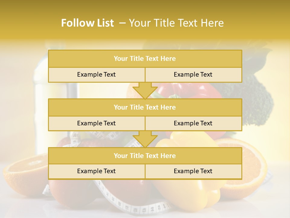A Variety Of Fruits And Vegetables With A Bottle Of Water PowerPoint Template