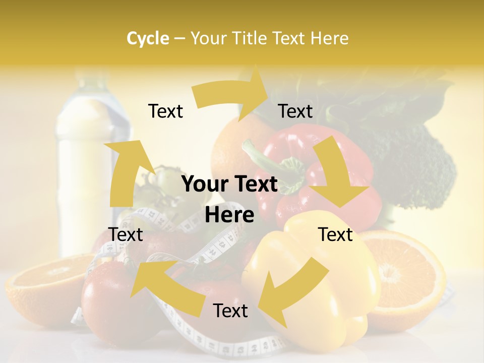 A Variety Of Fruits And Vegetables With A Bottle Of Water PowerPoint Template