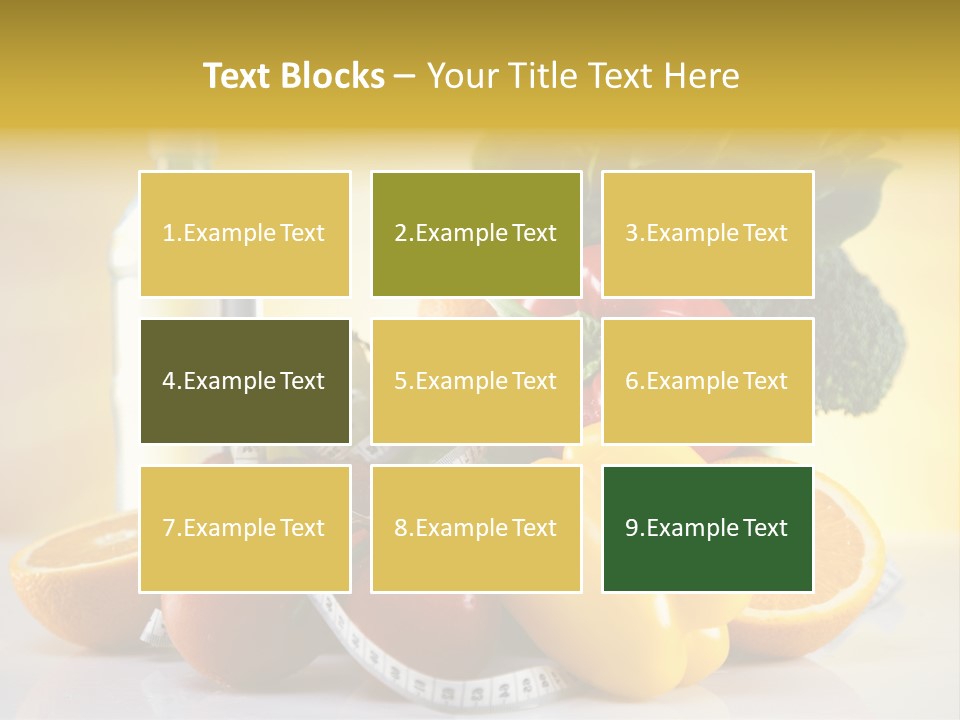 A Variety Of Fruits And Vegetables With A Bottle Of Water PowerPoint Template