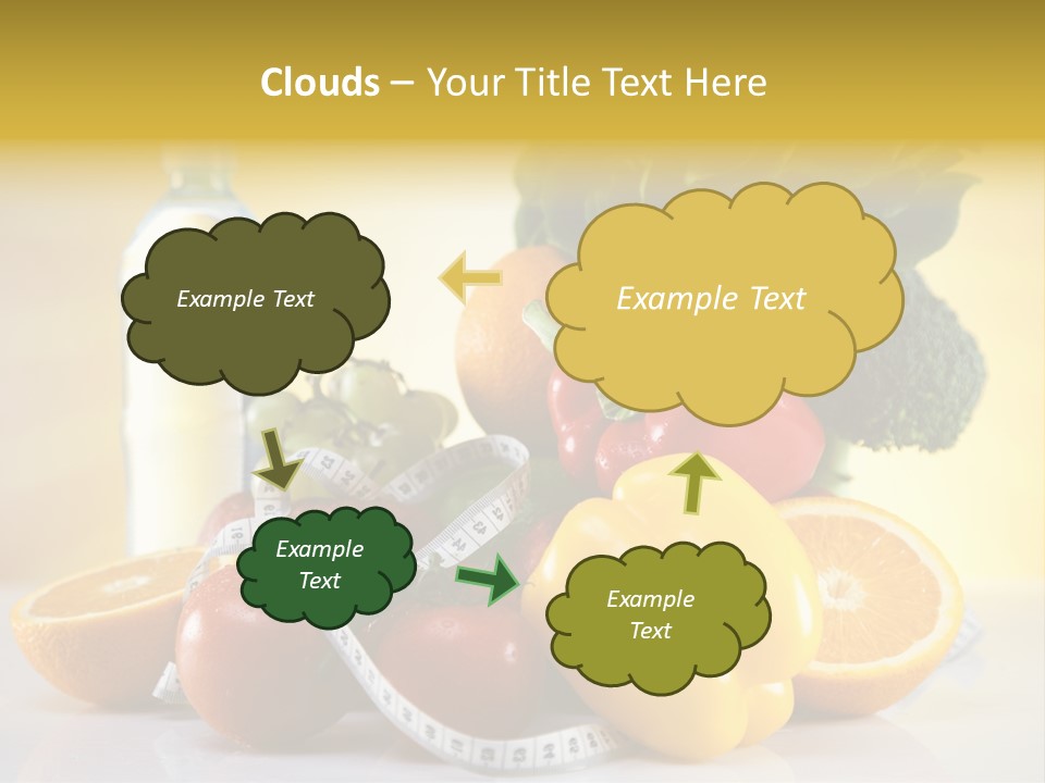 A Variety Of Fruits And Vegetables With A Bottle Of Water PowerPoint Template