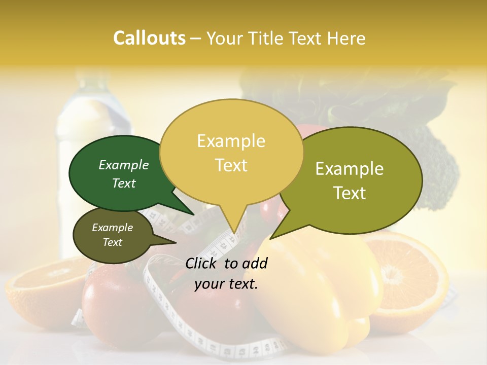 A Variety Of Fruits And Vegetables With A Bottle Of Water PowerPoint Template