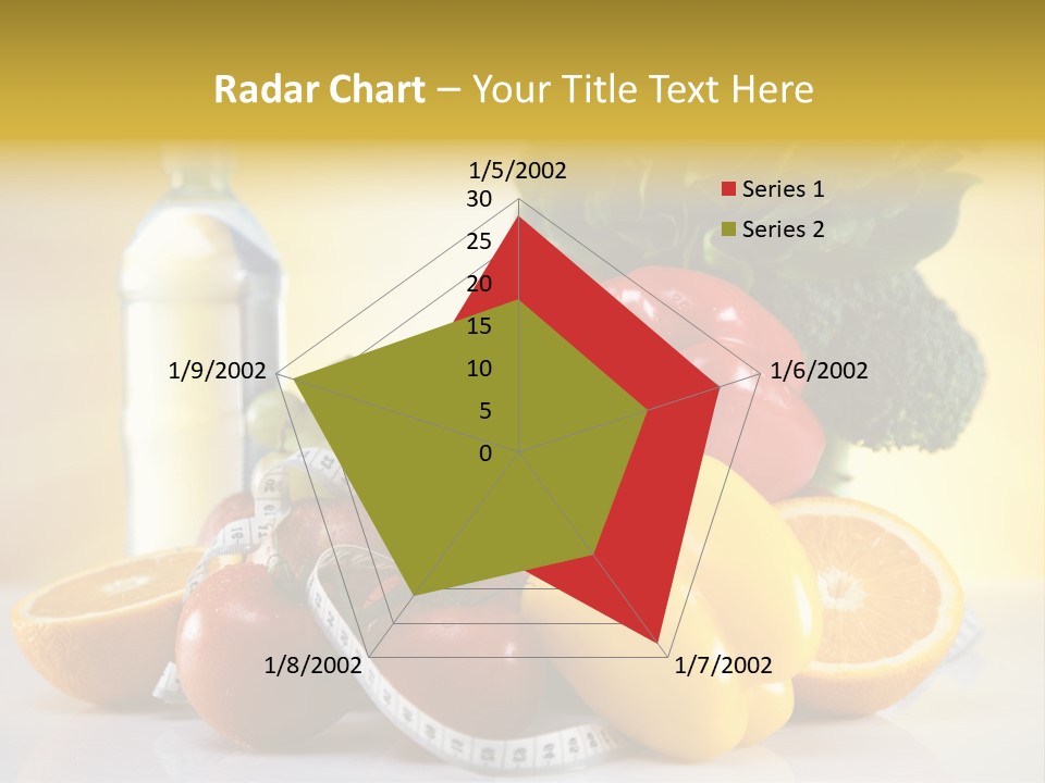 A Variety Of Fruits And Vegetables With A Bottle Of Water PowerPoint Template