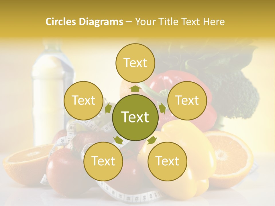 A Variety Of Fruits And Vegetables With A Bottle Of Water PowerPoint Template