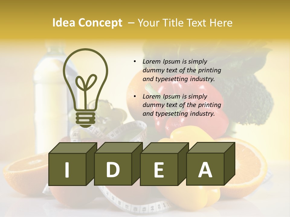 A Variety Of Fruits And Vegetables With A Bottle Of Water PowerPoint Template