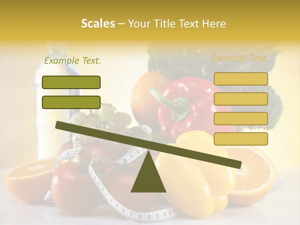 A Variety Of Fruits And Vegetables With A Bottle Of Water PowerPoint Template