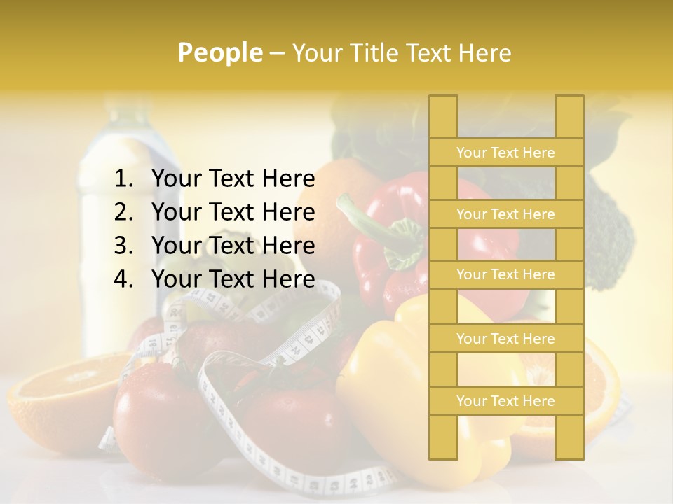 A Variety Of Fruits And Vegetables With A Bottle Of Water PowerPoint Template