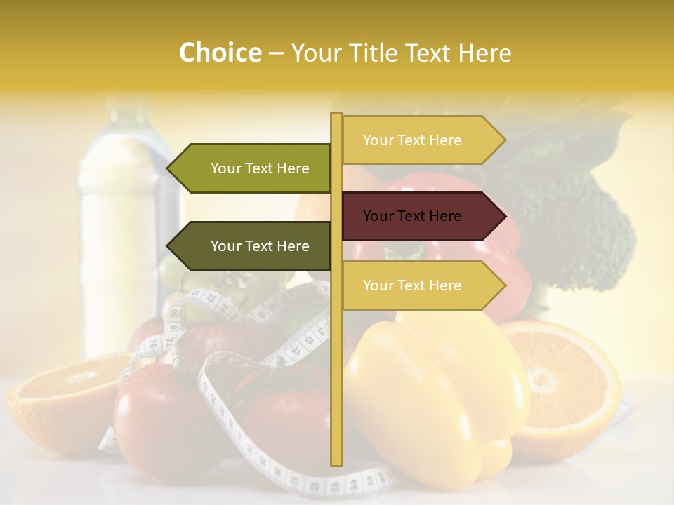 A Variety Of Fruits And Vegetables With A Bottle Of Water PowerPoint Template