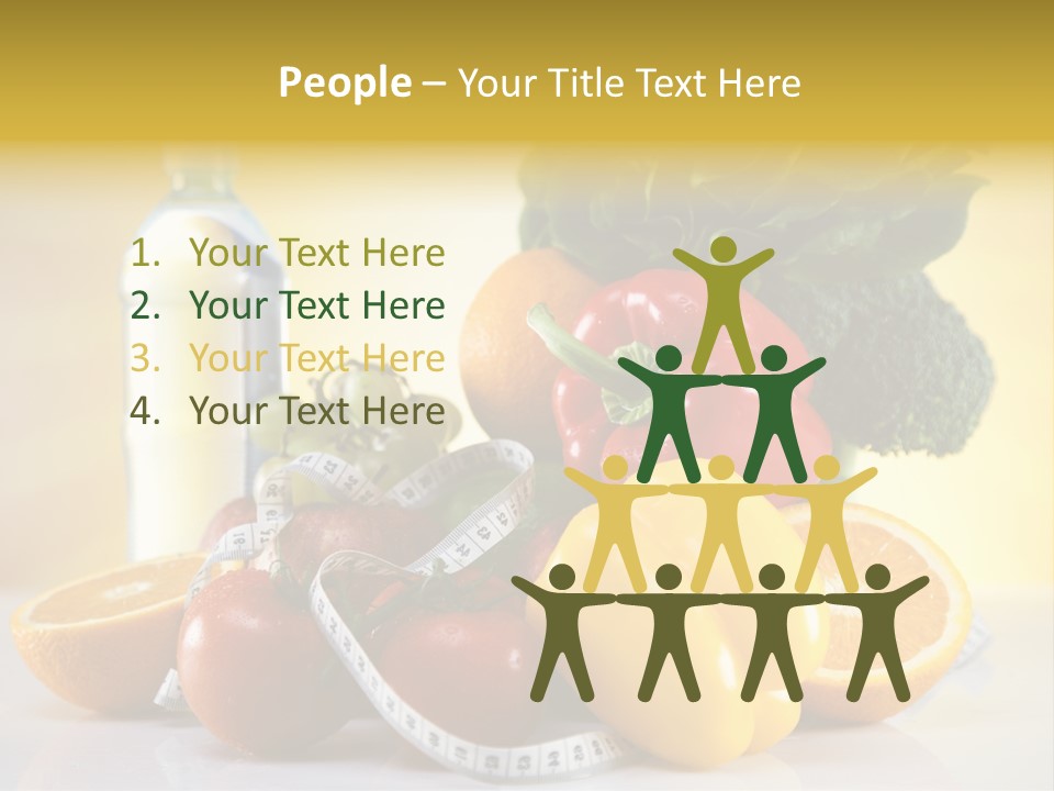 A Variety Of Fruits And Vegetables With A Bottle Of Water PowerPoint Template