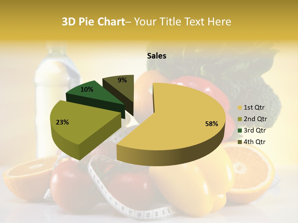 A Variety Of Fruits And Vegetables With A Bottle Of Water PowerPoint Template