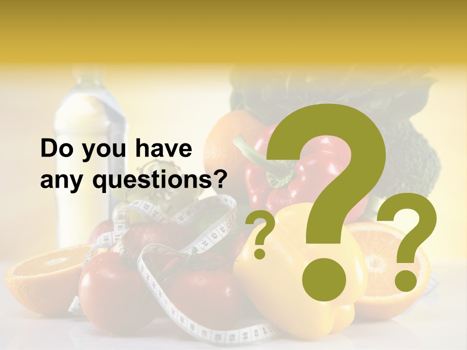 A Variety Of Fruits And Vegetables With A Bottle Of Water PowerPoint Template