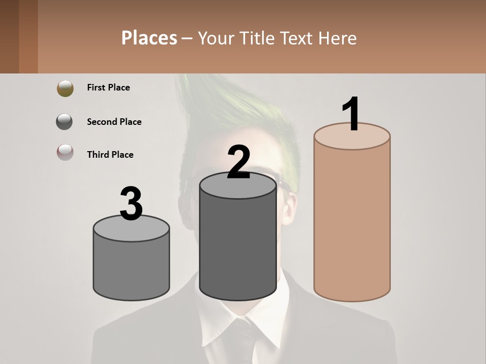 A Man With Green Hair And Glasses Holding A Sign PowerPoint Template