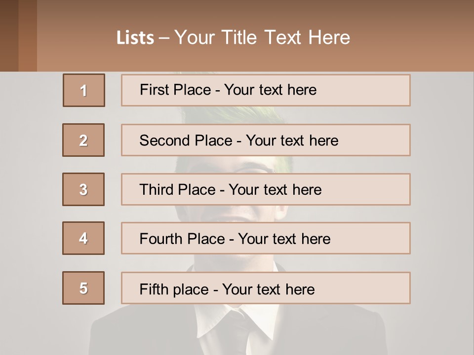 A Man With Green Hair And Glasses Holding A Sign PowerPoint Template