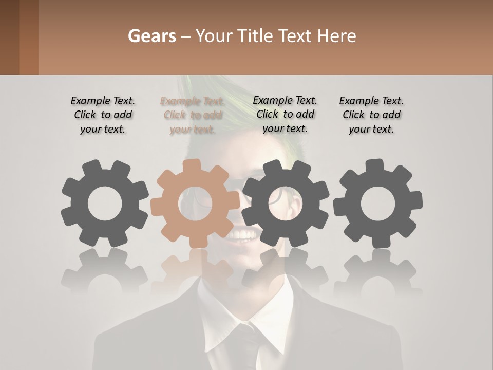 A Man With Green Hair And Glasses Holding A Sign PowerPoint Template